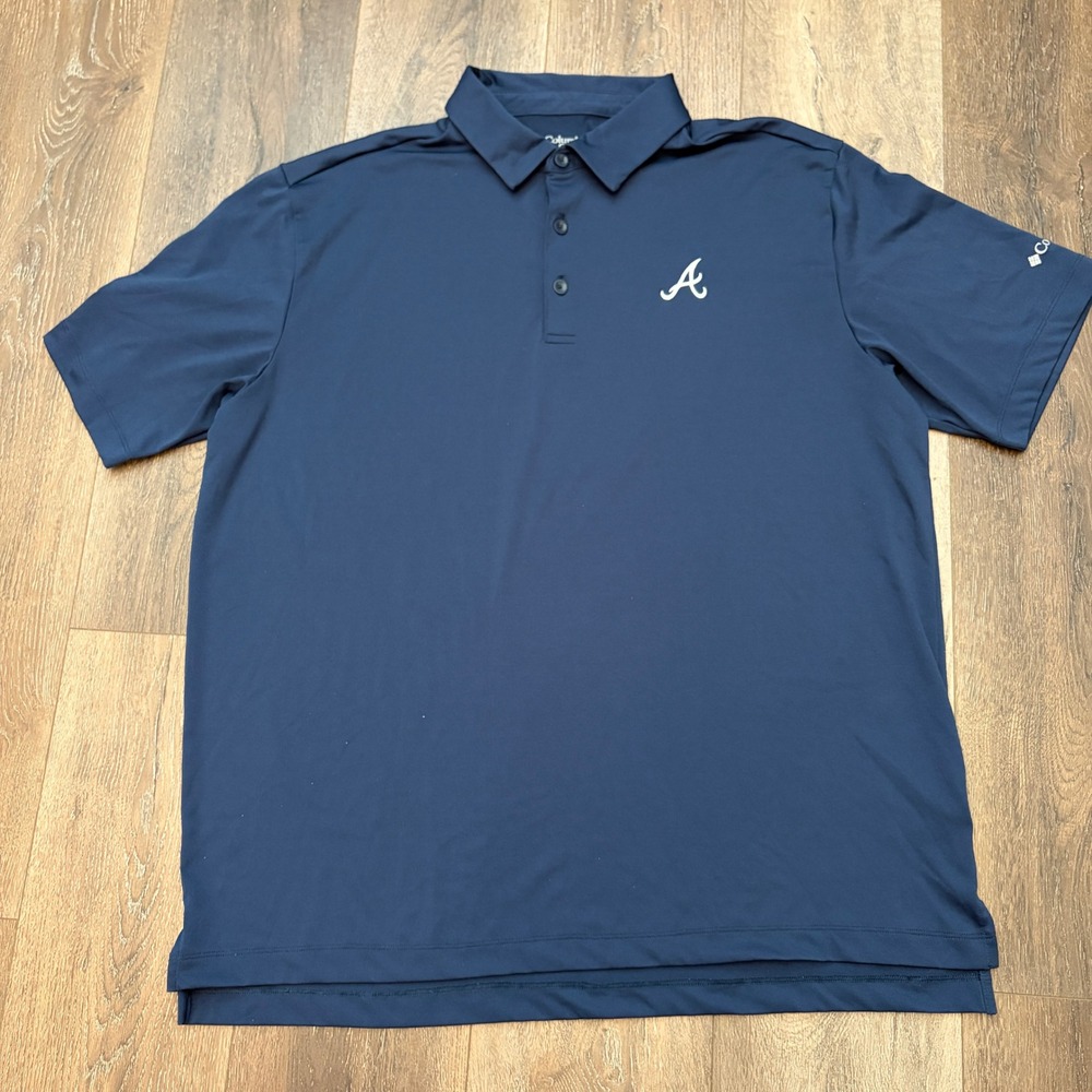 Columbia Golf Polo Mens XL Navy Atlanta Braves 2021 World Series Champions